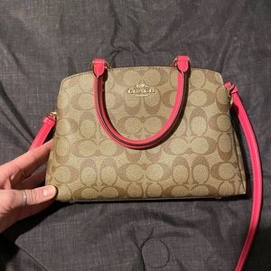 Coach purse pink and tan